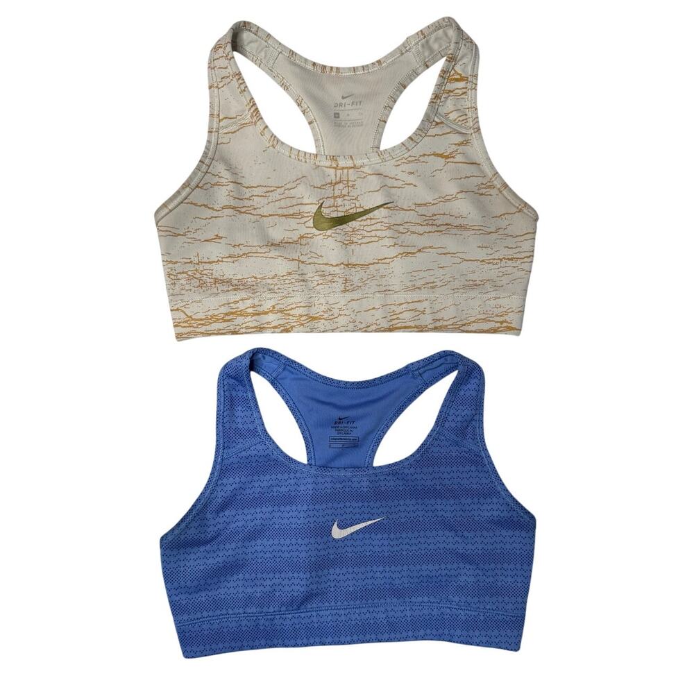 Nike Dri-FIT Blue and Tan Sports Bra Bundle Women’s Small